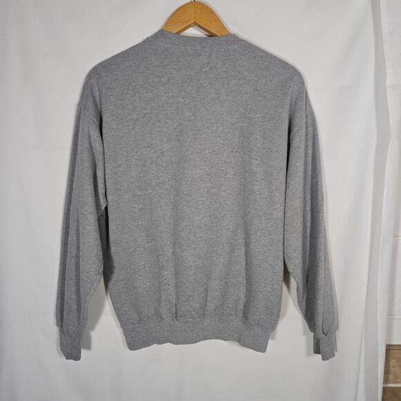 Vtg Lone Wolf Moon Gray‎ Heathered Crew Sweatshirt Collegiate Pullover Large - Picture 4 of 4